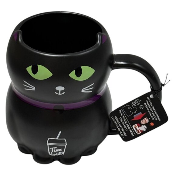 Tim Hortons Mug Black Cat Color Change 20 oz 202 NEW Canada - Picture 8 of 11